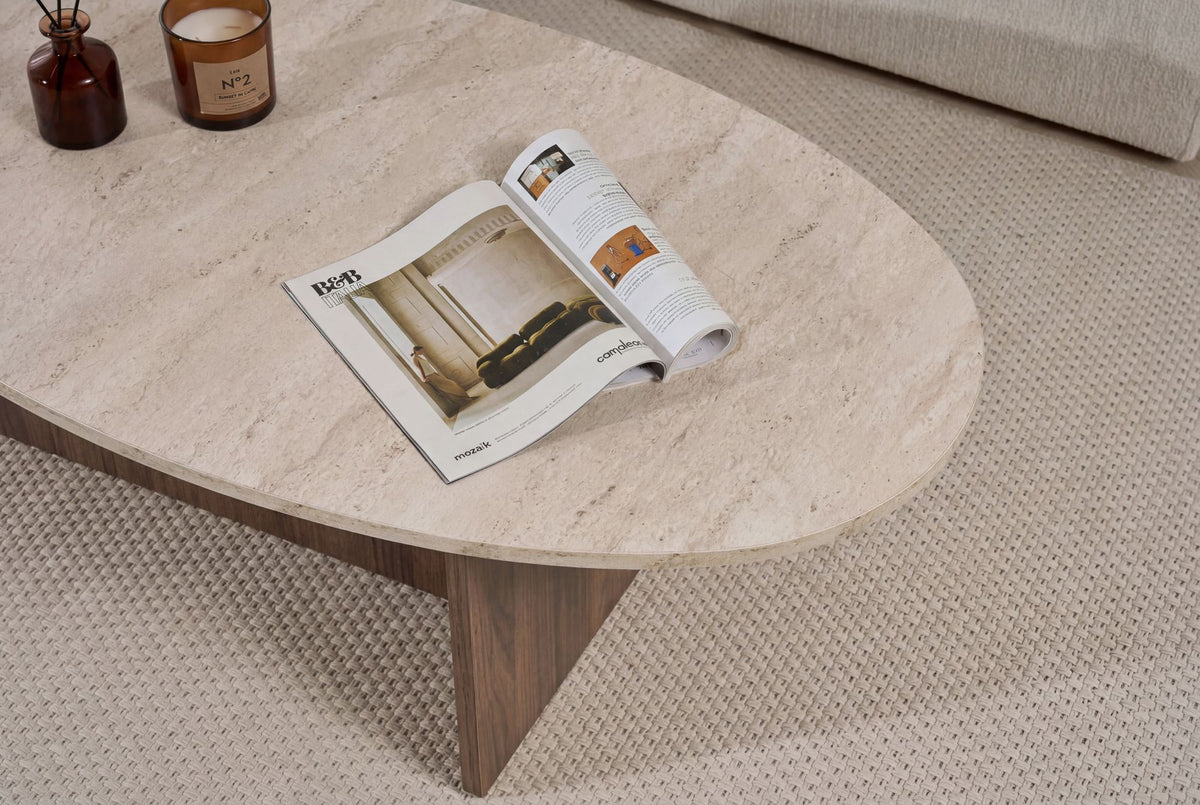 Τραπεζάκι Σαλονιού Zoni Travertine - Καρυδί Venezia 120x65x40 εκ. Μελαμίνης