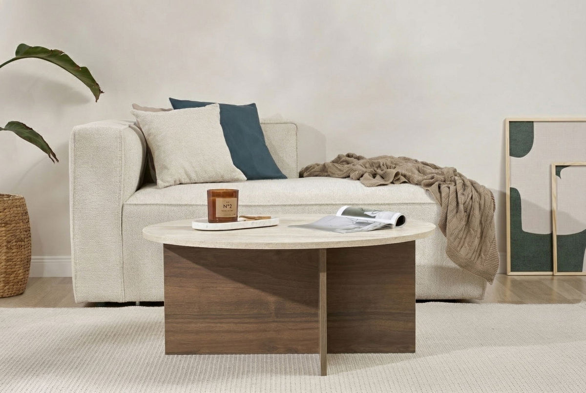 Τραπεζάκι Σαλονιού Selini Travertine - Καρυδί Venezia 90x90x40 εκ. Μελαμίνης