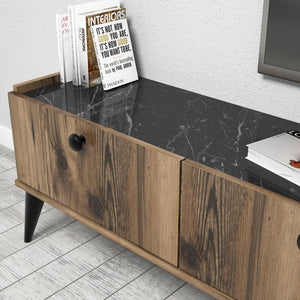 Έπιπλο Τηλεόρασης Gortyna Καρυδί Μάρμαρο 180x35x49 εκ. Μελαμίνης
