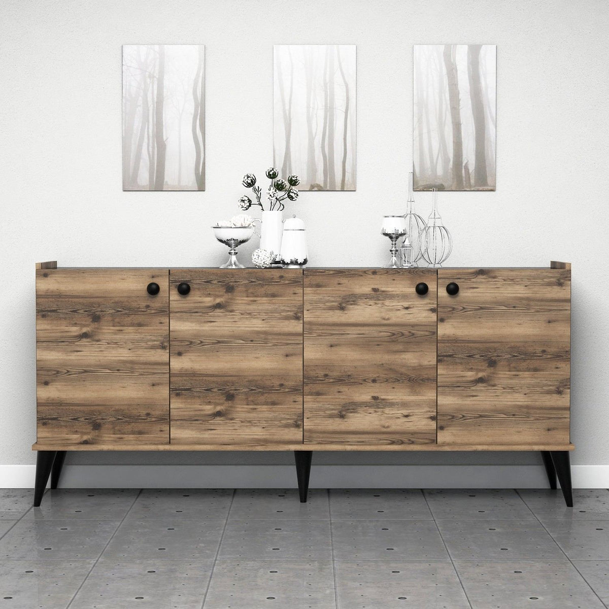 Κονσόλα Gortyna Με Ράφια Καρυδί 182x41x82.5 εκ. Μελαμίνης