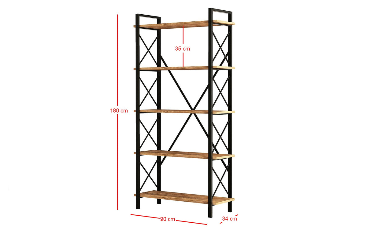 Βιβλιοθήκη Agiofyllo Ατλαντικό Πεύκο - Μαύρο 90x33.5x180 εκ. Μελαμίνης