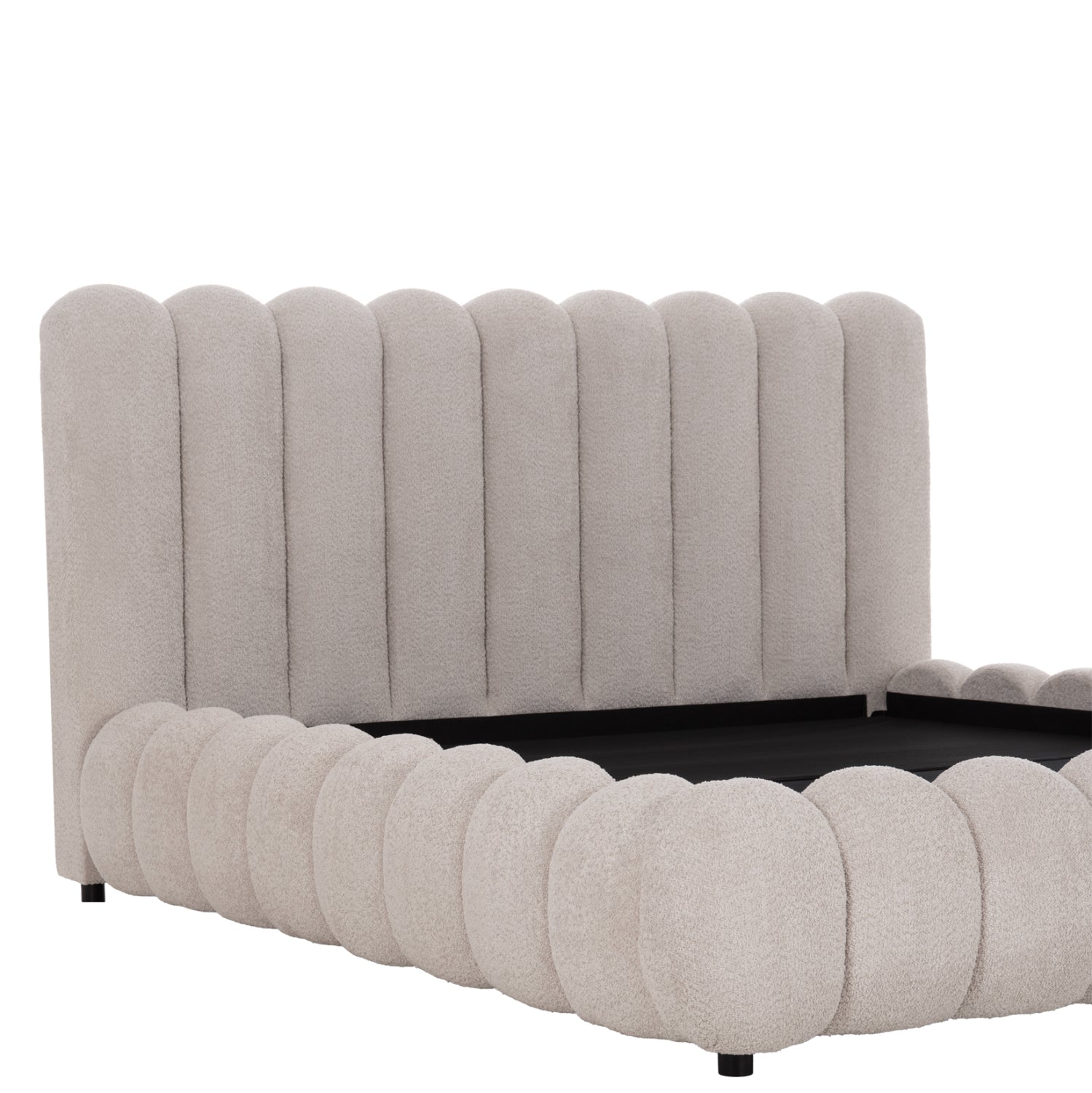 ΚΡΕΒΑΤΙ ΥΠΕΡΔΙΠΛΟ BUBBLE SM758.03 ΜΠΕΖ CHENILLE ΥΦΑΣΜΑ ΓΙΑ ΣΤΡΩΜΑ 180x200εκ