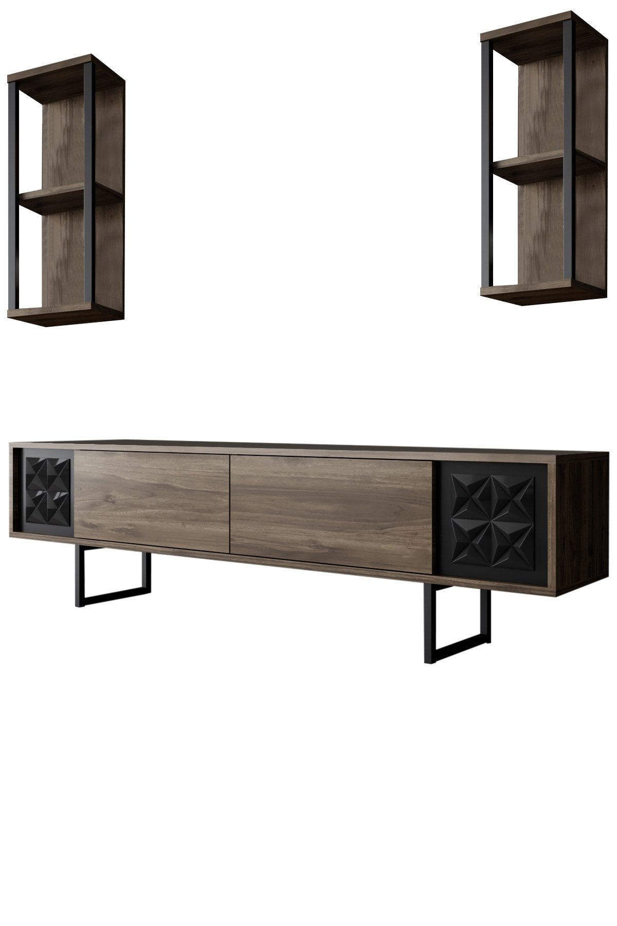 Σύνθεση Τηλεόρασης Pelekas Καρυδί - Μαύρο 180x30x48 εκ. Μελαμίνης
