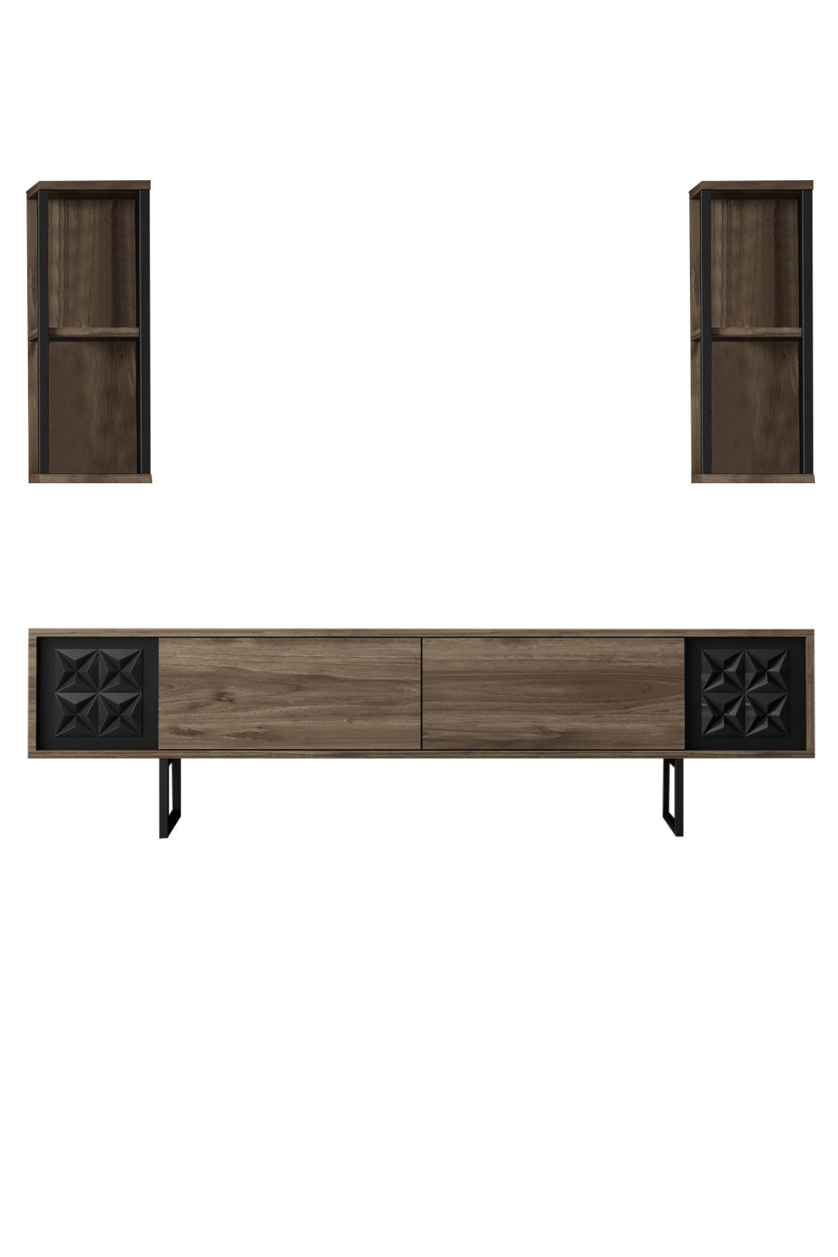Σύνθεση Τηλεόρασης Pelekas Καρυδί - Μαύρο 180x30x48 εκ. Μελαμίνης
