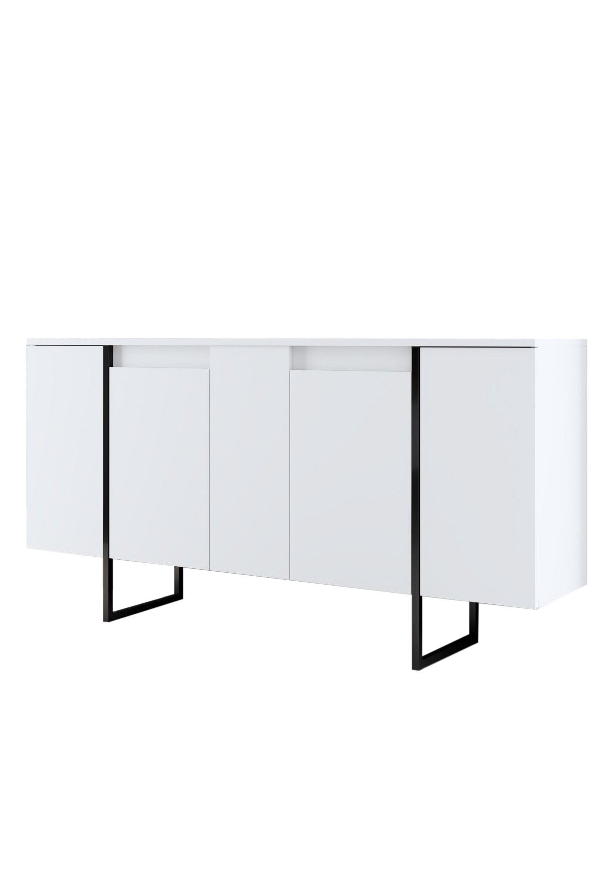 Κονσόλα Aoos Με Μεταλλικά Πόδια Λευκό - Μαύρο 160x35x80 εκ. Μελαμίνης