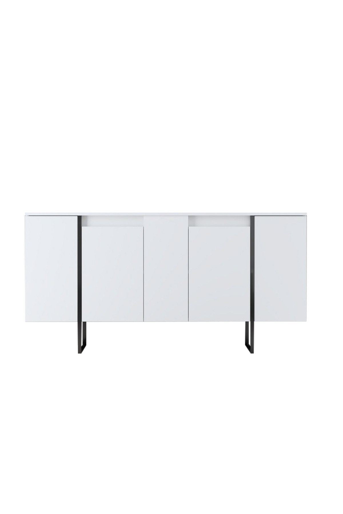 Κονσόλα Aoos Με Μεταλλικά Πόδια Λευκό - Μαύρο 160x35x80 εκ. Μελαμίνης