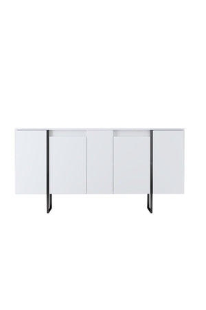 Κονσόλα Aoos Με Μεταλλικά Πόδια Λευκό - Μαύρο 160x35x80 εκ. Μελαμίνης