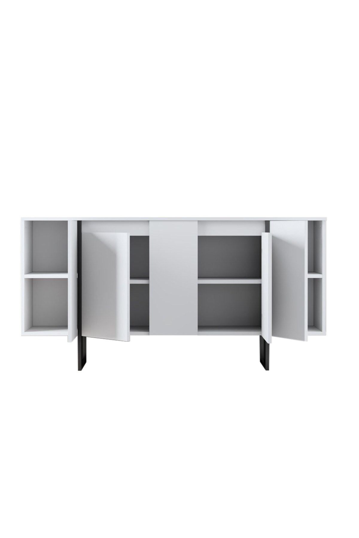 Κονσόλα Aoos Με Μεταλλικά Πόδια Λευκό - Μαύρο 160x35x80 εκ. Μελαμίνης