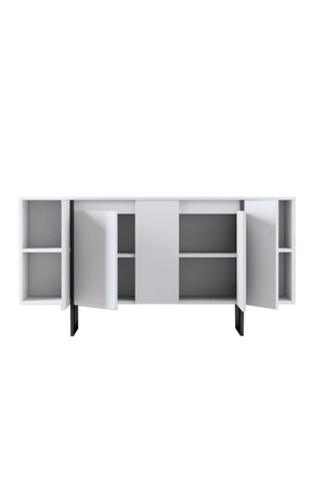 Κονσόλα Aoos Με Μεταλλικά Πόδια Λευκό - Μαύρο 160x35x80 εκ. Μελαμίνης
