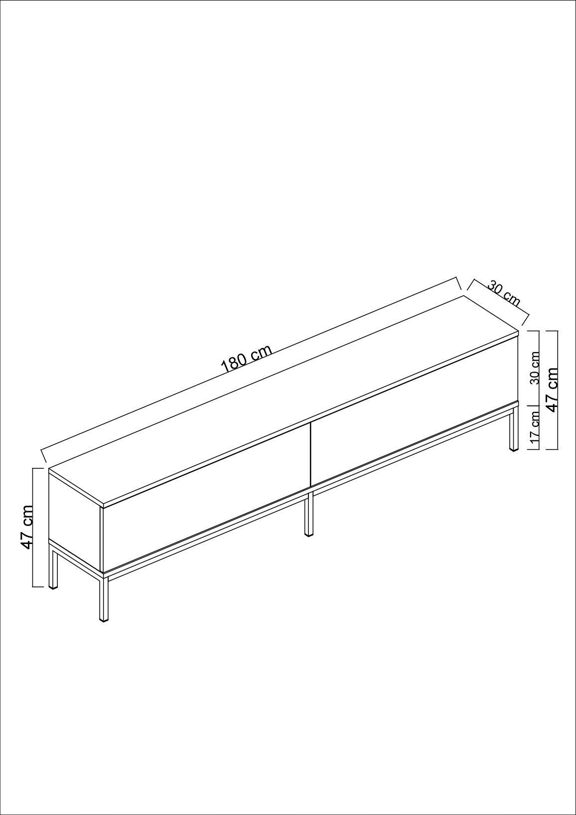 Έπιπλο Τηλεόρασης Vasiliki Μαύρο 180x30x47 εκ. Μελαμίνης
