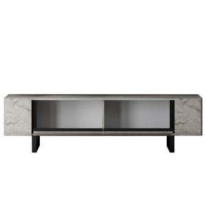 Έπιπλο Τηλεόρασης Vari Με Μεταλλικά Πόδια Travertine - Μαύρο 180x30x50 εκ. Μελαμίνης - Pakobazaar