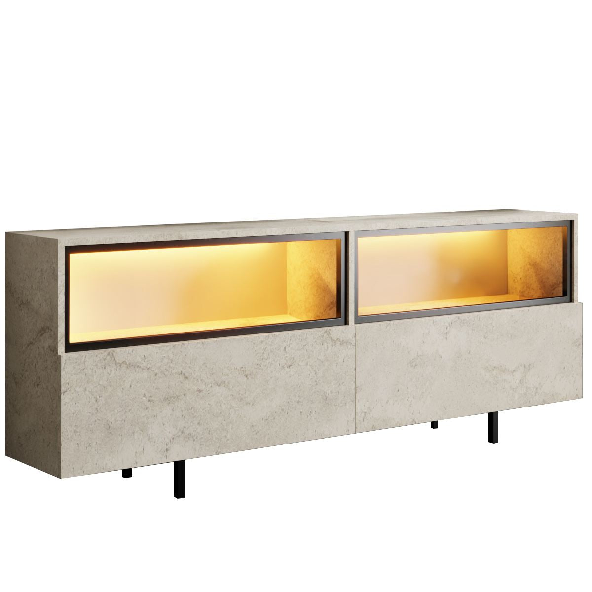 Έπιπλο Τηλεόρασης Tigaki Με Μεταλλικά Πόδια Travertine 180x32x67 εκ. Μελαμίνης - Pakobazaar