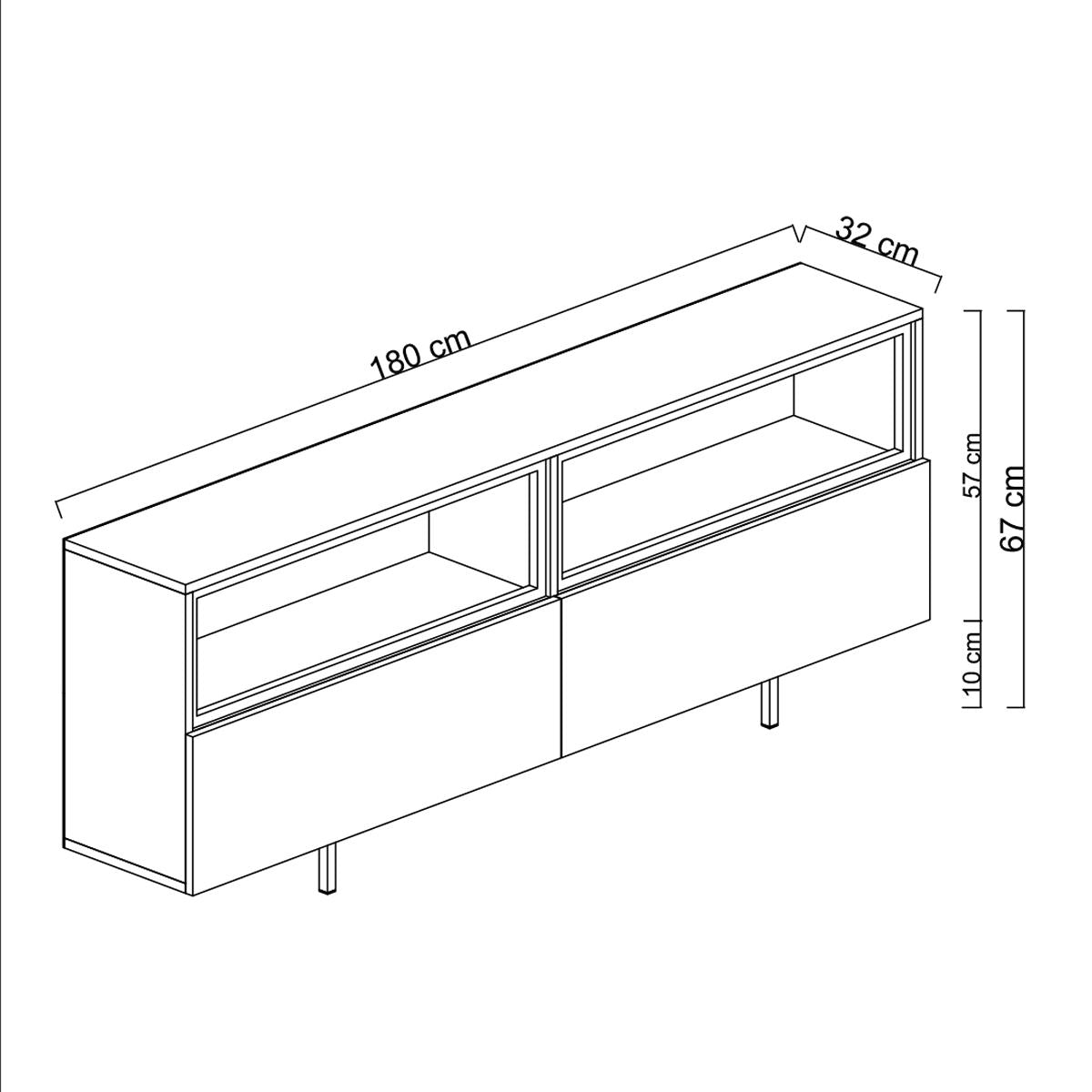 Έπιπλο Τηλεόρασης Tigaki Με Μεταλλικά Πόδια Travertine 180x32x67 εκ. Μελαμίνης - Pakobazaar