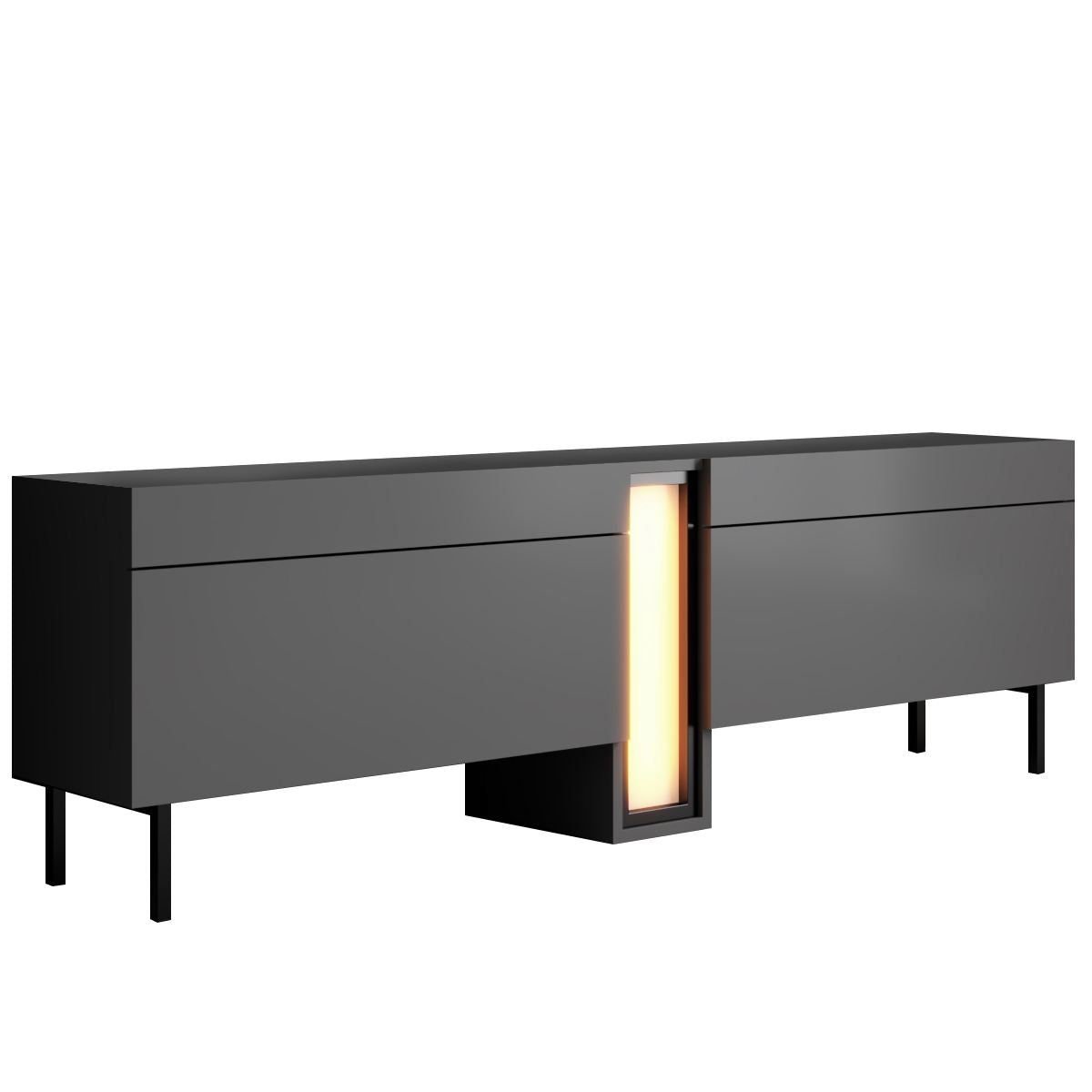 Έπιπλο Τηλεόρασης Mandraki Με LED Ανθρακί 180x32x55 εκ. Μελαμίνης