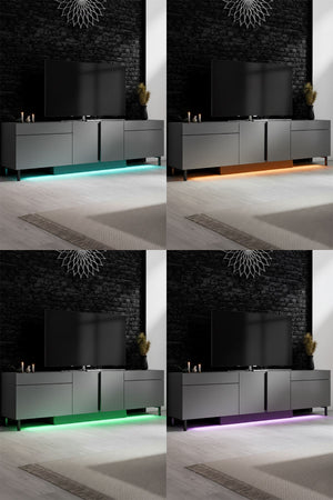 Έπιπλο Τηλεόρασης Tinos Με LED Ανθρακί 180x32x50 εκ. Μελαμίνης - Pakobazaar