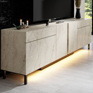 Έπιπλο Τηλεόρασης Tinos Με LED Travertine 180x32x50 εκ. Μελαμίνης - Pakobazaar