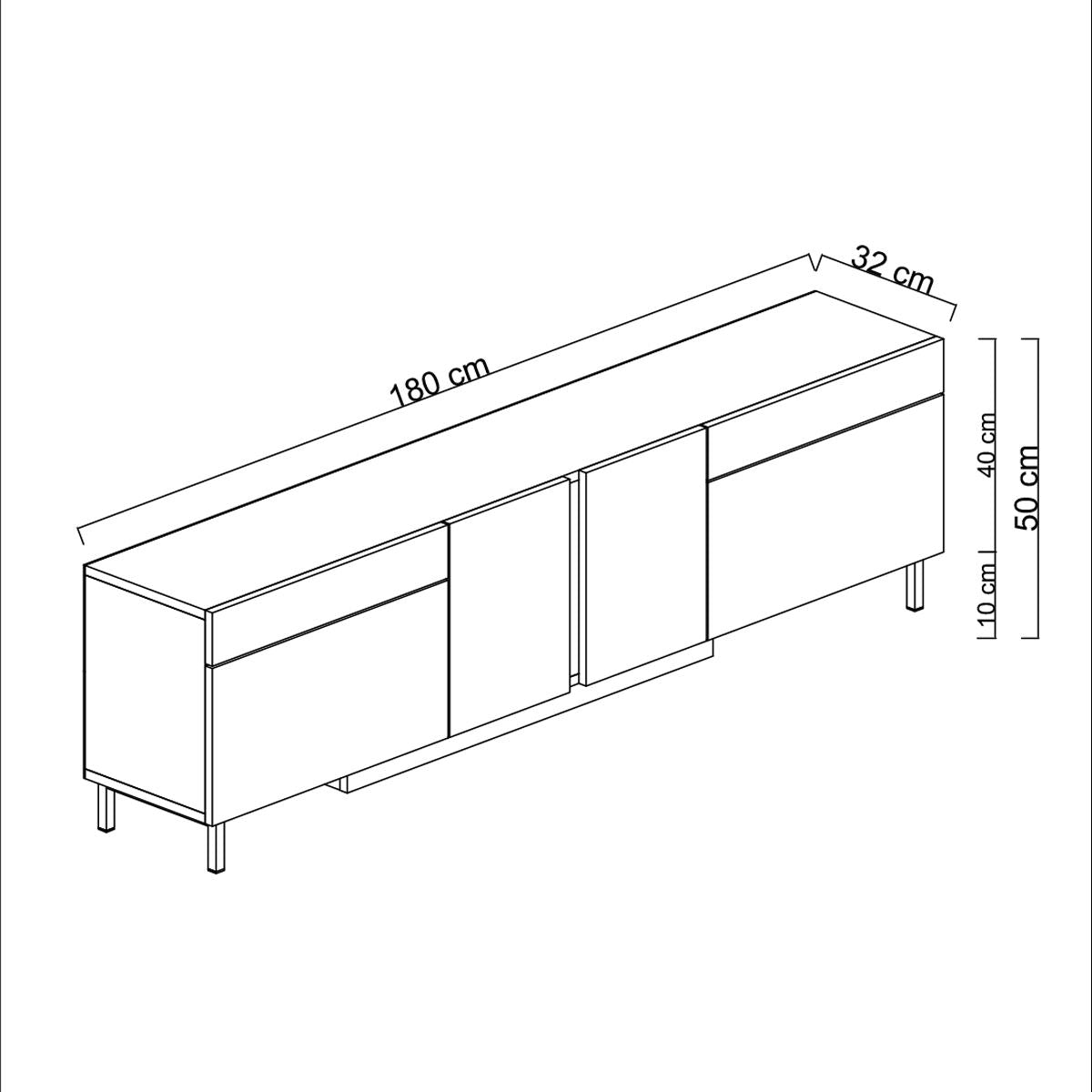 Έπιπλο Τηλεόρασης Tinos Με LED Travertine 180x32x50 εκ. Μελαμίνης - Pakobazaar