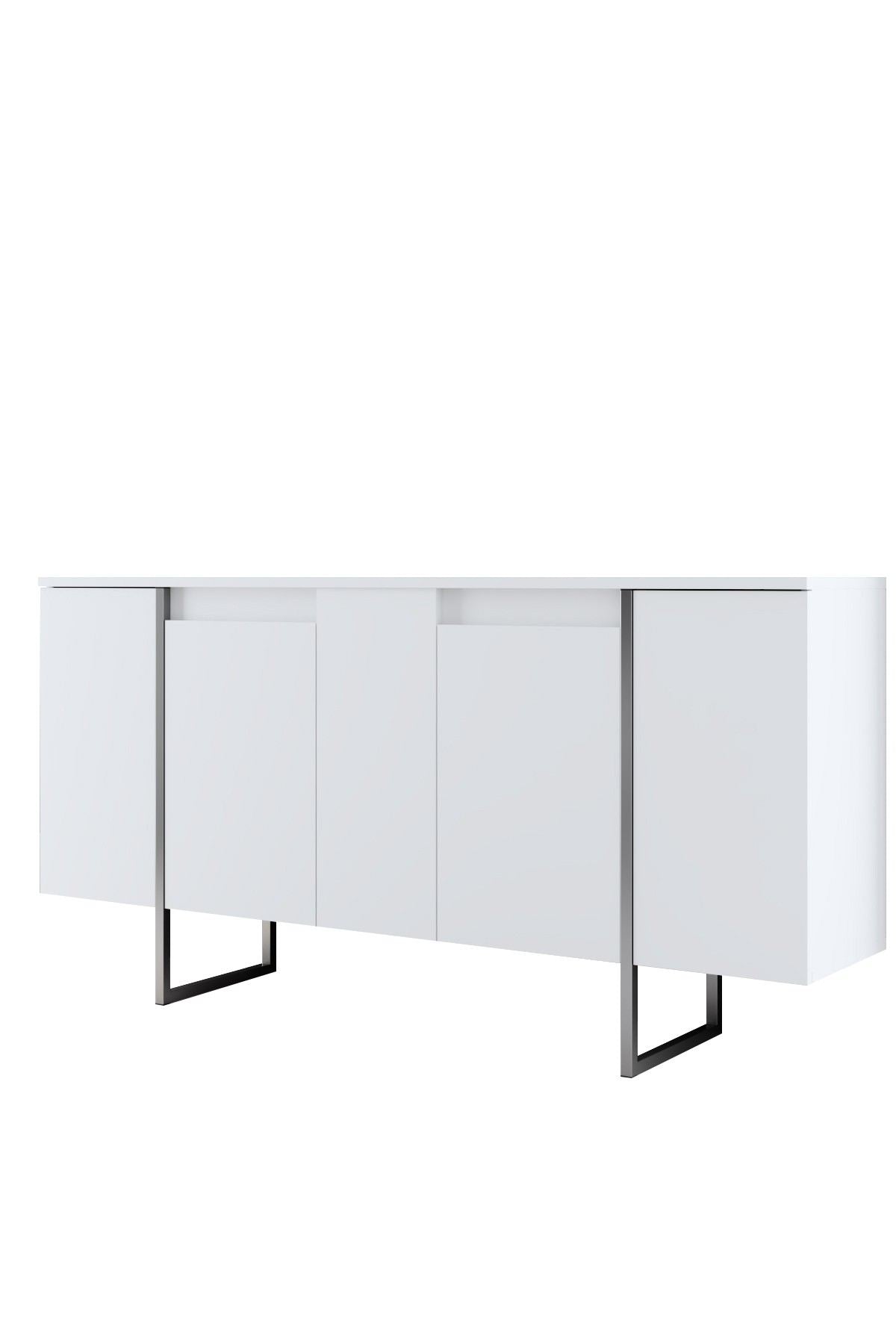 Κονσόλα Aoos Με Μεταλλικά Πόδια Λευκό - Ασημί 160x35x80 εκ. Μελαμίνης