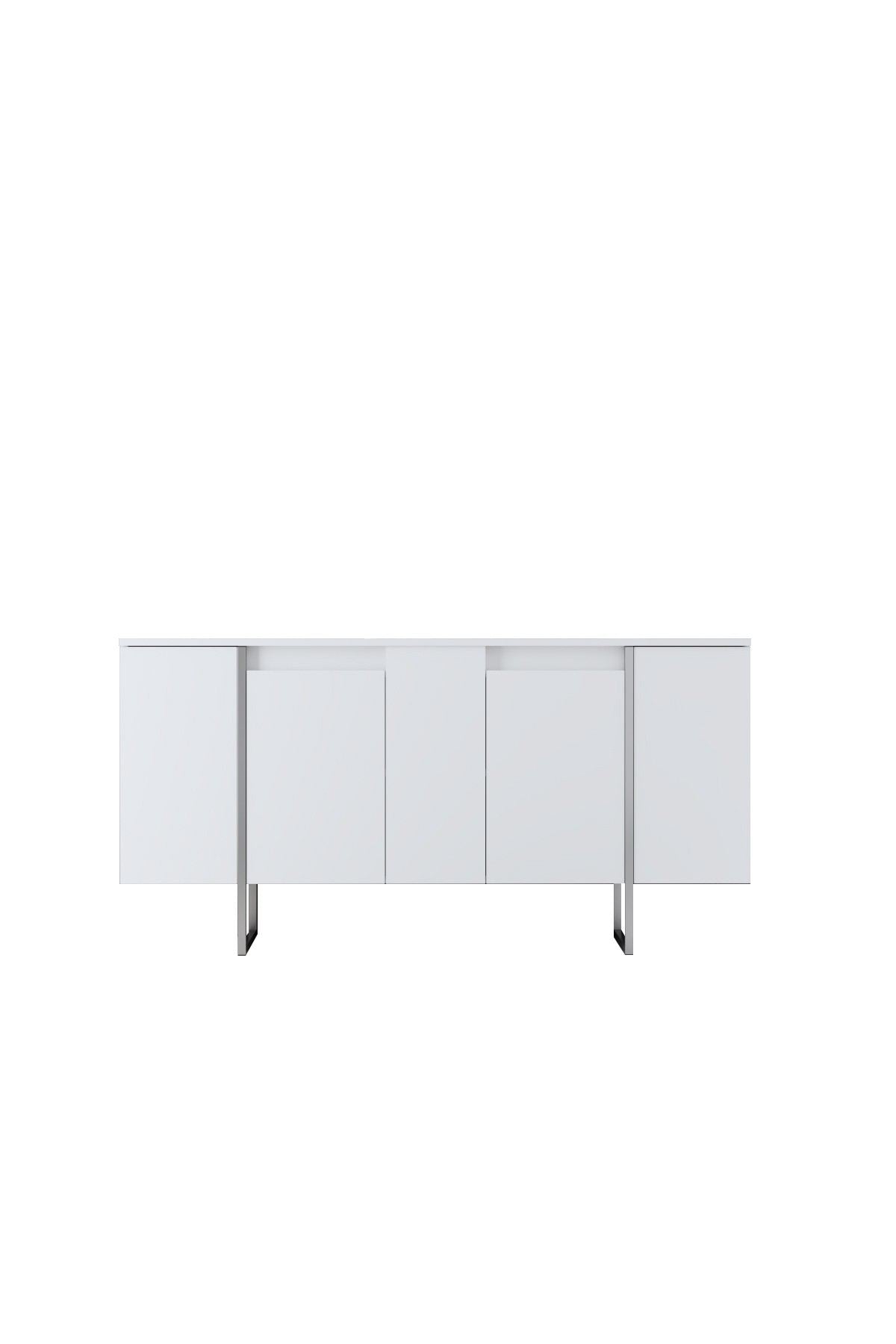 Κονσόλα Aoos Με Μεταλλικά Πόδια Λευκό - Ασημί 160x35x80 εκ. Μελαμίνης