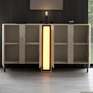 Κονσόλα Mandraki Με LED Travertine 155x32x85 εκ. Μελαμίνης