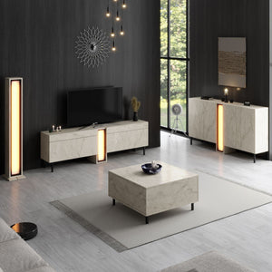 Κονσόλα Mandraki Με LED Travertine 155x32x85 εκ. Μελαμίνης