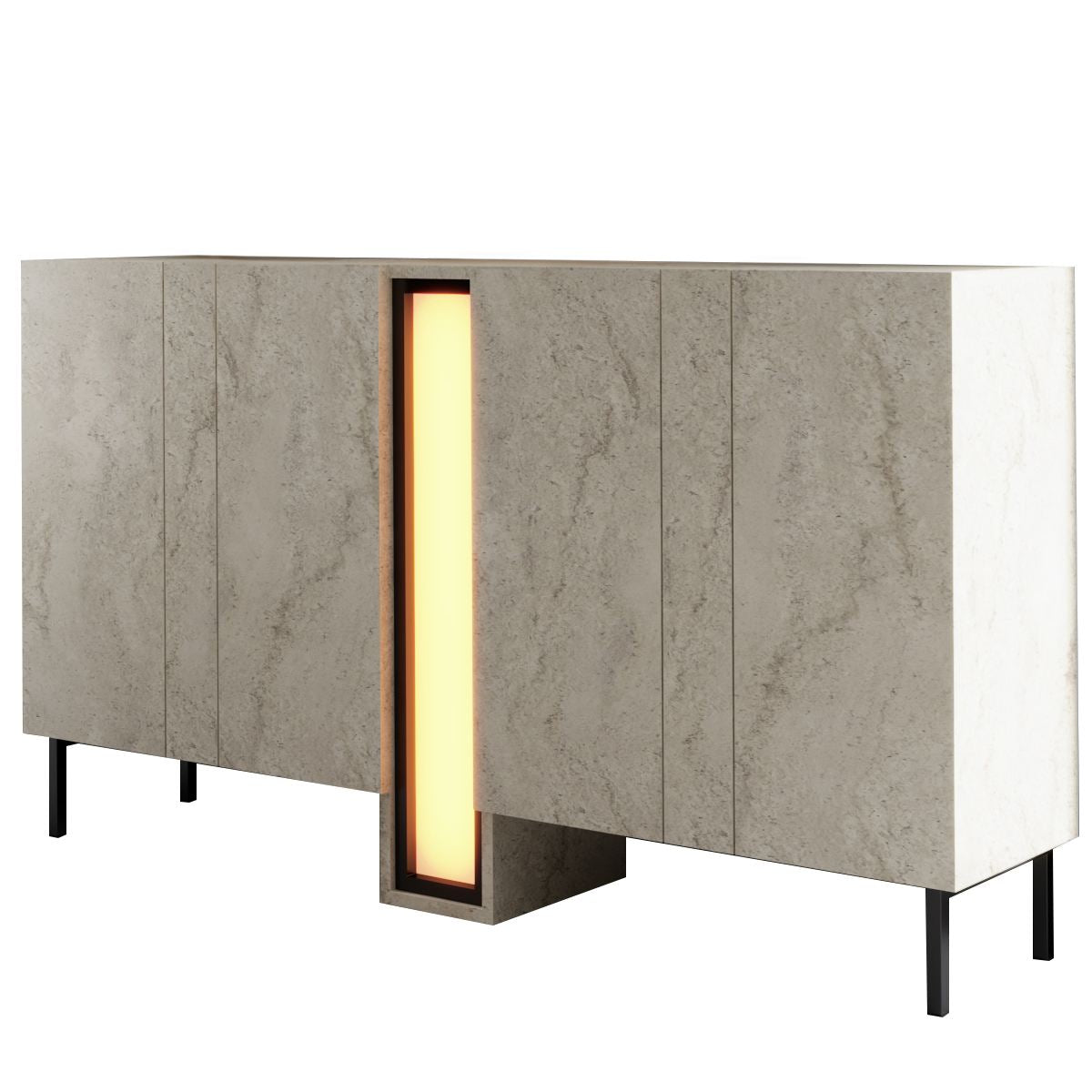Κονσόλα Mandraki Με LED Travertine 155x32x85 εκ. Μελαμίνης