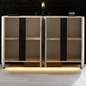 Κονσόλα Tinos Με LED Travertine 127x32x80 εκ. Μελαμίνης