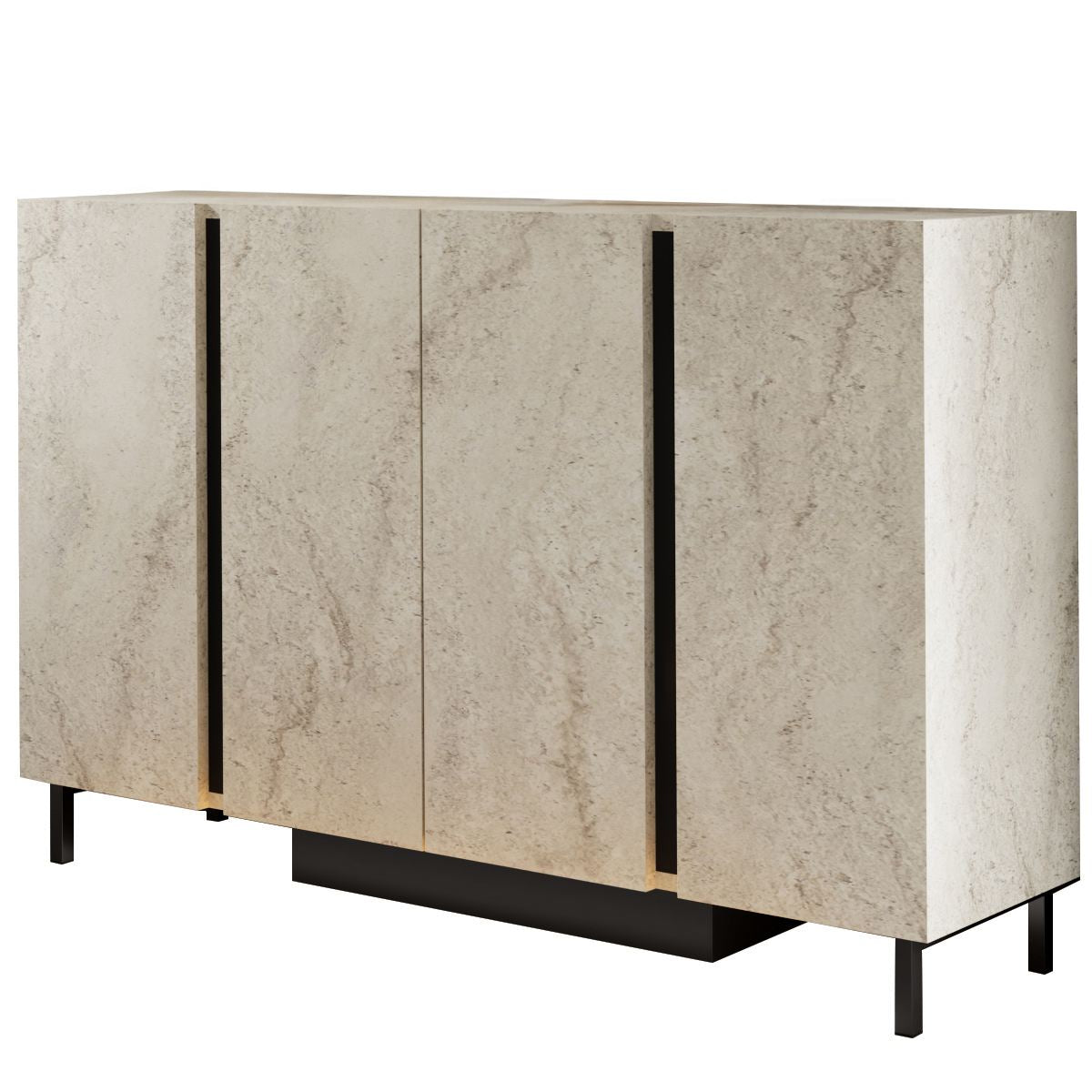 Κονσόλα Tinos Με LED Travertine 127x32x80 εκ. Μελαμίνης