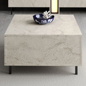 Τραπεζάκι Σαλονιού Tinos Travertine 75x75x40 εκ. Μελαμίνης