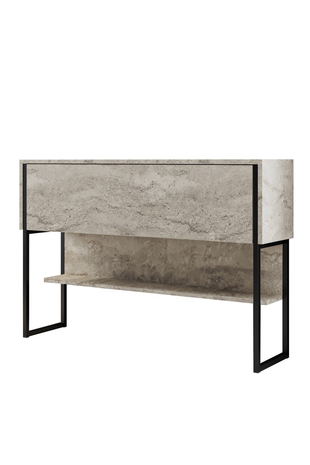 Συρταριέρα Aoos Με Μεταλλικά Πόδια Travertine - Μαύρο 120x30x80 εκ. Μελαμίνης