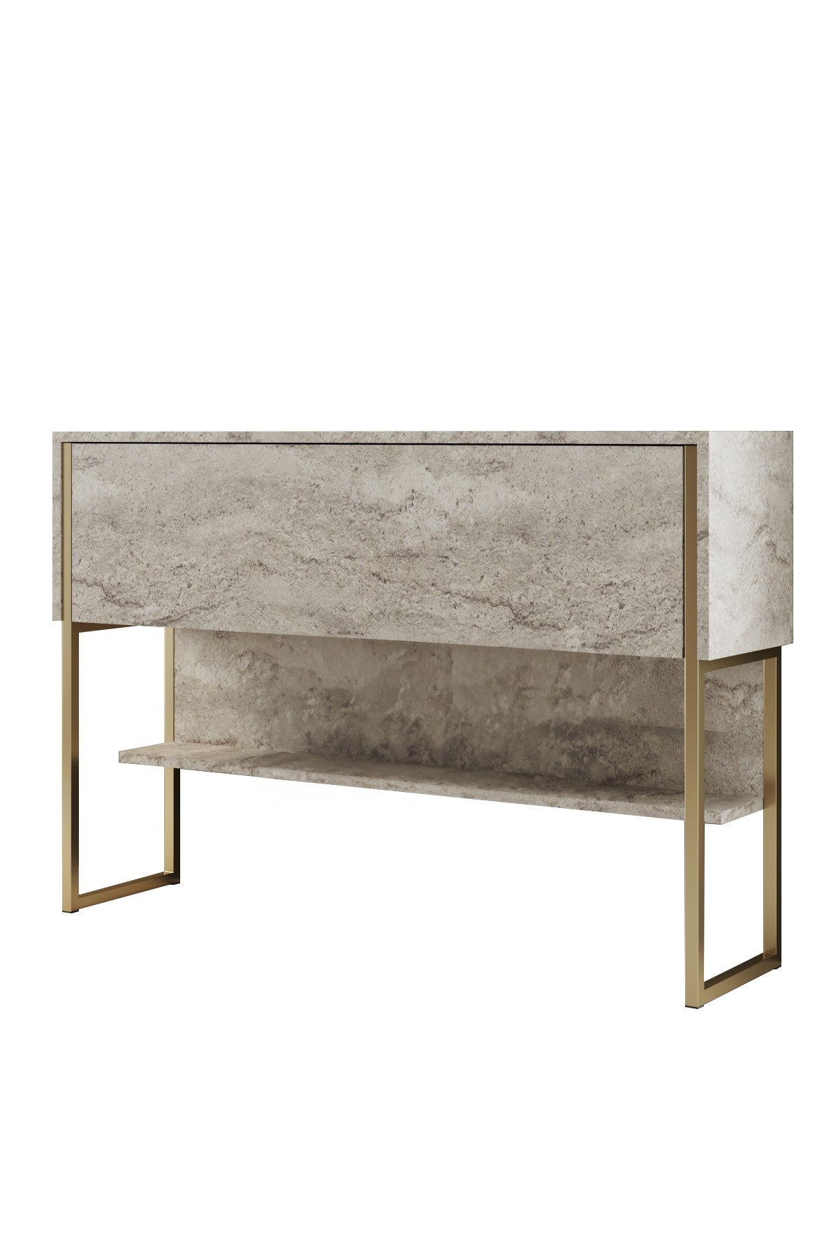 Συρταριέρα Aoos Με Μεταλλικά Πόδια Travertine - Χρυσό 120x30x80 εκ. Μελαμίνης