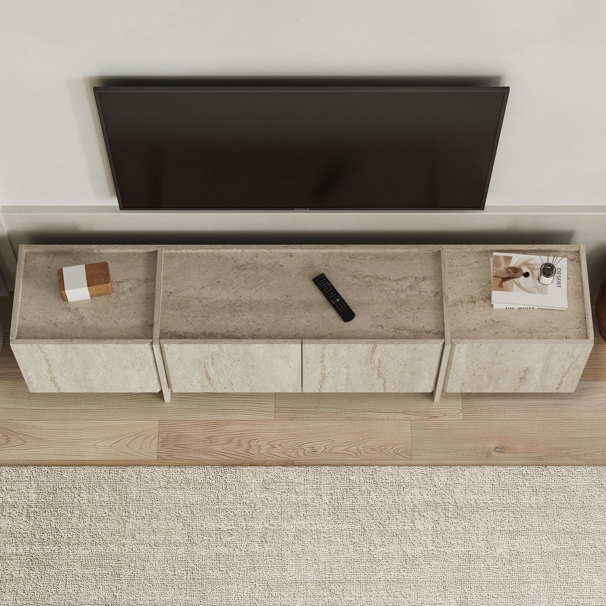Έπιπλο Τηλεόρασης Psara Με Soft-Close Travertine 180x35x46 εκ. Μελαμίνης