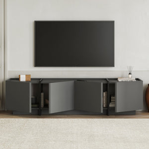 Έπιπλο Τηλεόρασης Psara Με Soft-Close Ανθρακί - Μαύρο 180x35x46 εκ. Μελαμίνης