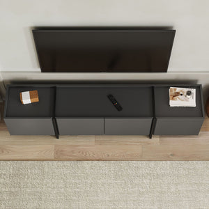 Έπιπλο Τηλεόρασης Psara Με Soft-Close Ανθρακί - Μαύρο 180x35x46 εκ. Μελαμίνης