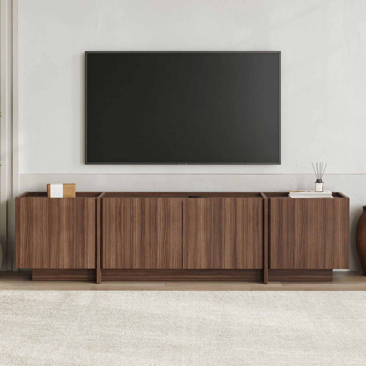 Έπιπλο Τηλεόρασης Psara Με Soft-Close Καρυδί Milano 180x35x46 εκ. Μελαμίνης - Pakobazaar