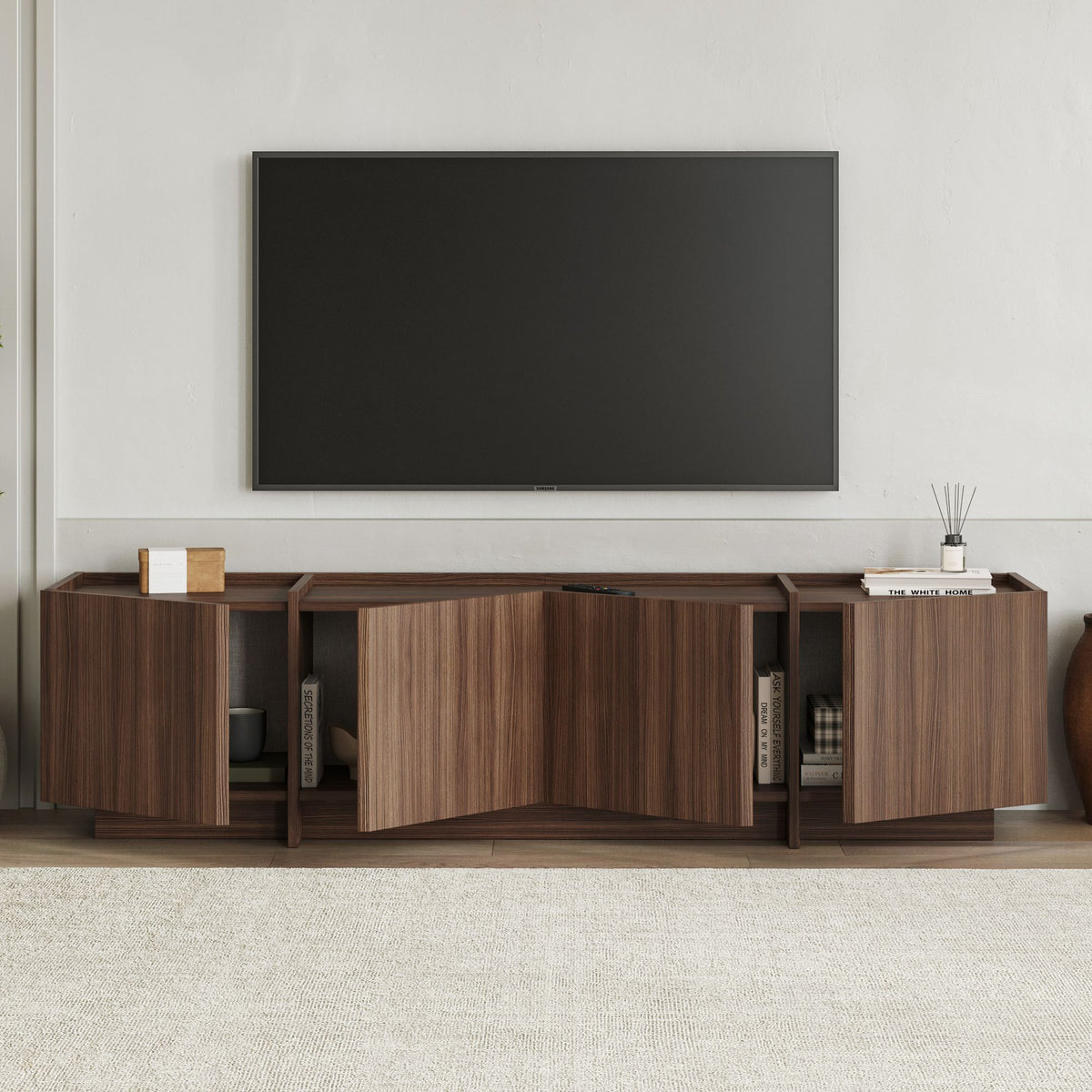 Έπιπλο Τηλεόρασης Psara Με Soft-Close Καρυδί Milano 180x35x46 εκ. Μελαμίνης - Pakobazaar