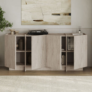 Κονσόλα Oinousses Με Ράφια Travertine 180x45x80 εκ. Μελαμίνης - Pakobazaar
