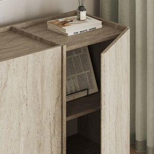 Κονσόλα Oinousses Με Ράφια Travertine 180x45x80 εκ. Μελαμίνης - Pakobazaar