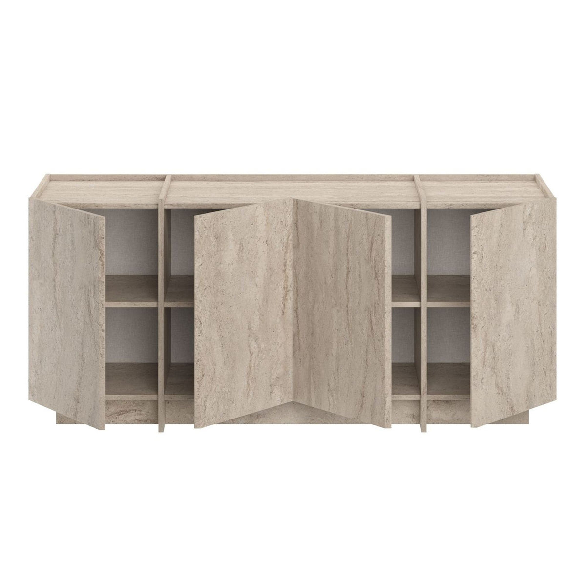 Κονσόλα Oinousses Με Ράφια Travertine 180x45x80 εκ. Μελαμίνης - Pakobazaar