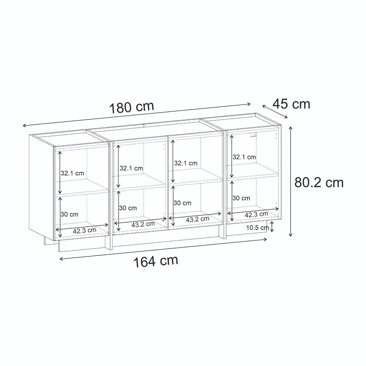Κονσόλα Oinousses Με Ράφια Travertine 180x45x80 εκ. Μελαμίνης - Pakobazaar
