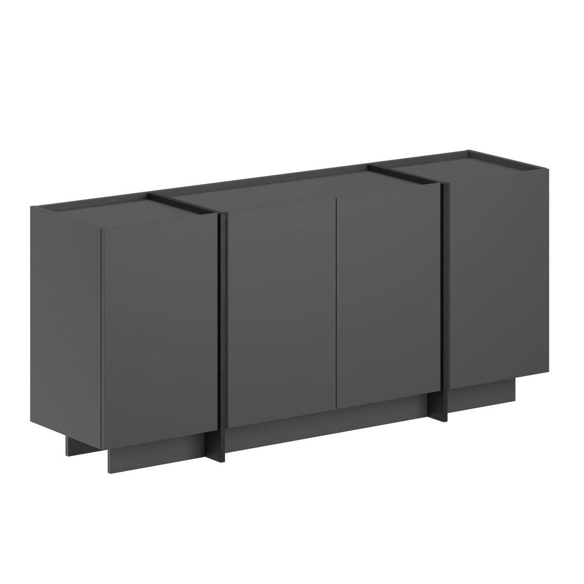 Κονσόλα Oinousses Με Ράφια Ανθρακί - Μαύρο 180x45x80 εκ. Μελαμίνης