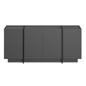 Κονσόλα Oinousses Με Ράφια Ανθρακί - Μαύρο 180x45x80 εκ. Μελαμίνης