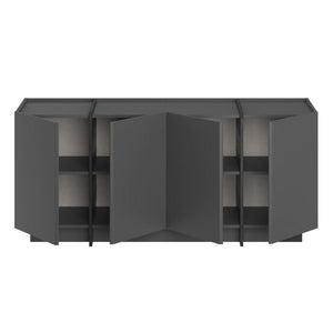 Κονσόλα Oinousses Με Ράφια Ανθρακί - Μαύρο 180x45x80 εκ. Μελαμίνης