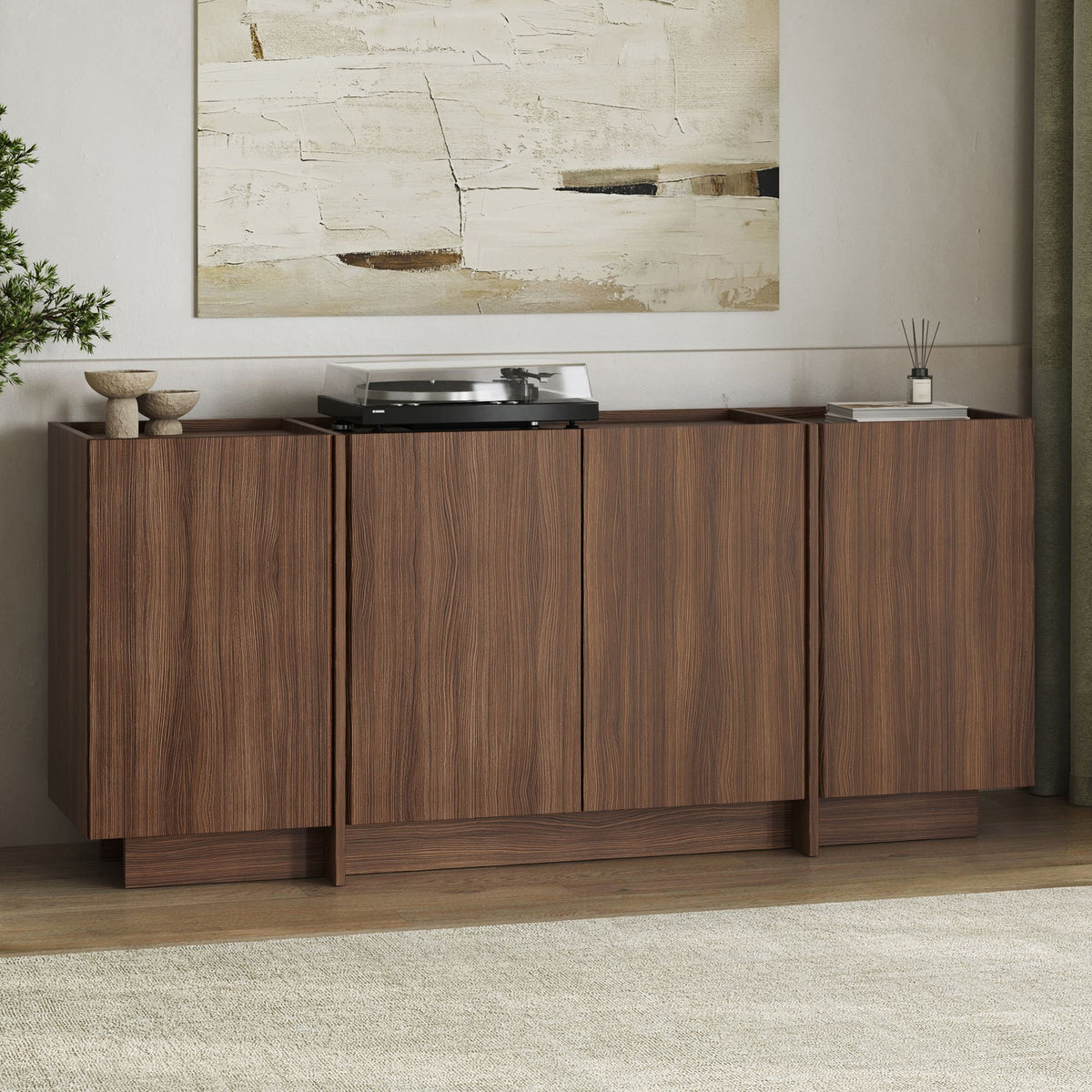 Κονσόλα Oinousses Με Ράφια Καρυδί Milano 180x45x80 εκ. Μελαμίνης
