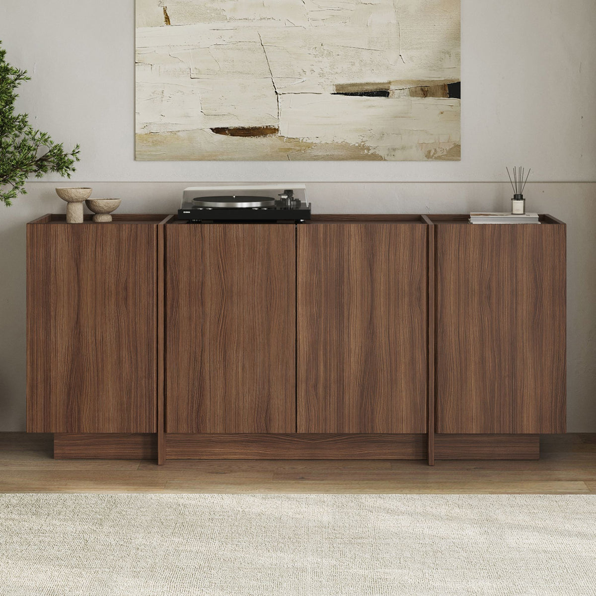 Κονσόλα Oinousses Με Ράφια Καρυδί Milano 180x45x80 εκ. Μελαμίνης