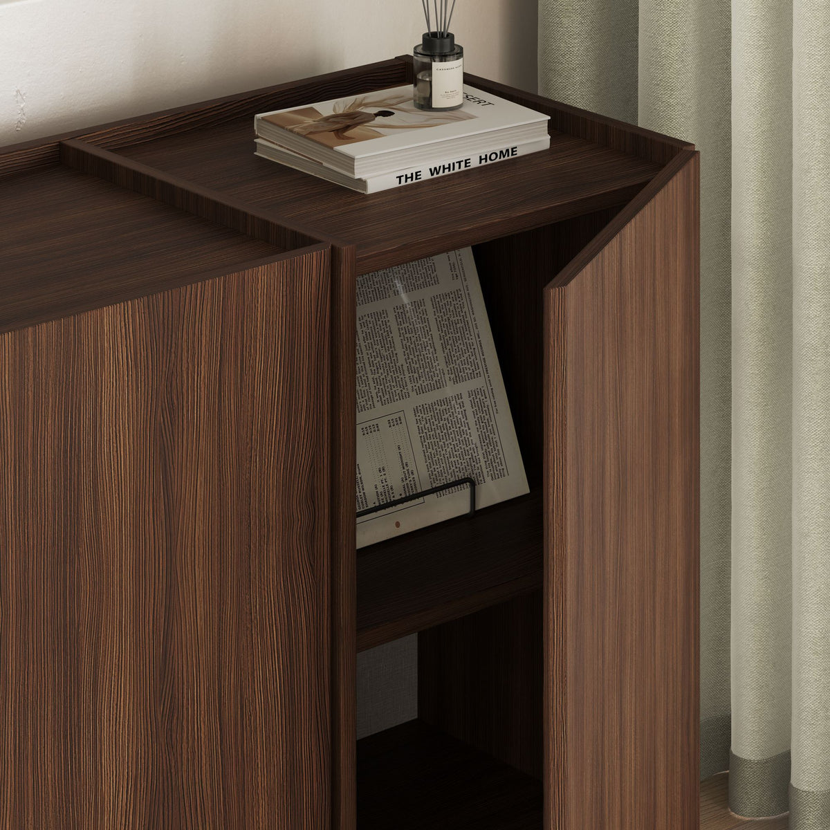 Κονσόλα Oinousses Με Ράφια Καρυδί Milano 180x45x80 εκ. Μελαμίνης