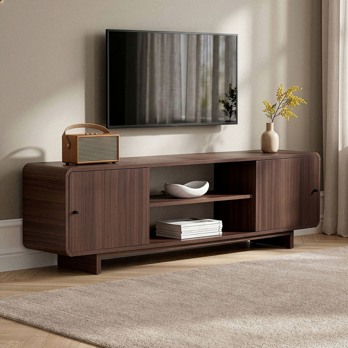 Έπιπλο Τηλεόρασης Mastichari Με Soft-Close Καρυδί 180x34x52 εκ. Μελαμίνης