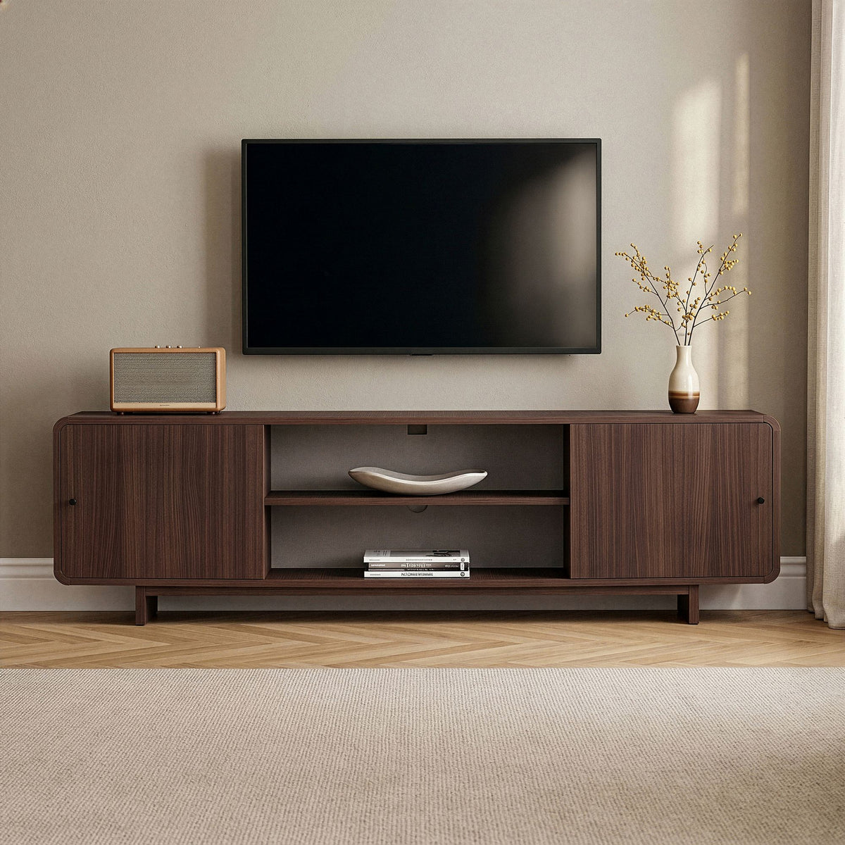 Έπιπλο Τηλεόρασης Mastichari Με Soft-Close Καρυδί 180x34x52 εκ. Μελαμίνης