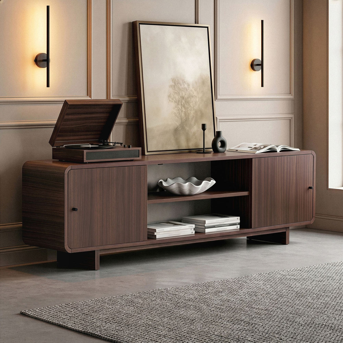 Έπιπλο Τηλεόρασης Mastichari Με Soft-Close Καρυδί 180x34x52 εκ. Μελαμίνης