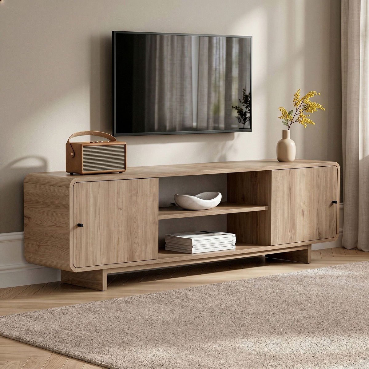 Έπιπλο Τηλεόρασης Mastichari Με Soft-Close Δρυς 180x34x52 εκ. Μελαμίνης